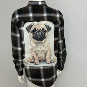 Upcycled Pug Flannel Shacket